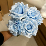 Artificial Flower Rose Bunch 9 head light blue