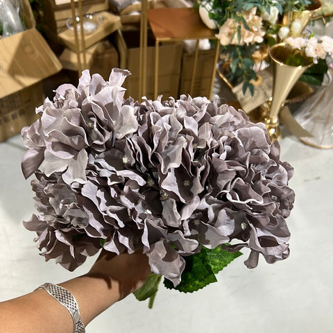 Dusty Purple  Hydrangea Bunch 7 head silk