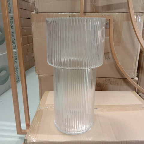 Striped Glass 5.9”x12”h Cylinder Vase ripple
