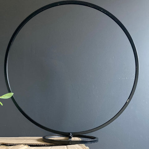 Modern Black Metal Stand 24” Diameter Hoop Ring