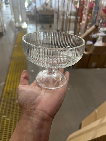 Clear Vintage striped coupe cocktail drinking Glass crystal look