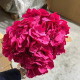 Artificial Flower Hot Pink Hydrangea Bunch 7 head silk