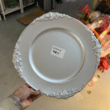 Silver Vintage Acrylic flower Charger Plate CP18108 A1711-G