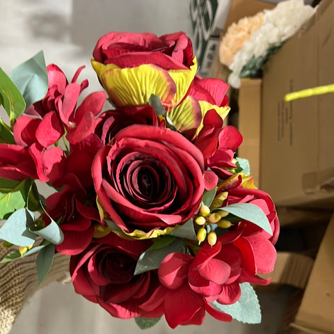 New 10 head Red  Rose Bunch with filler