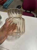 New Amber 5.6” Small bud Glass Vase with ripple line striped