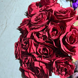 Artificial Flower Rose Bunch with leaf 18 head (dark red) -FLO1-6