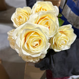 Artificial Diamond Rose Bunch 9 head light yellow(lemon)-ART1-22