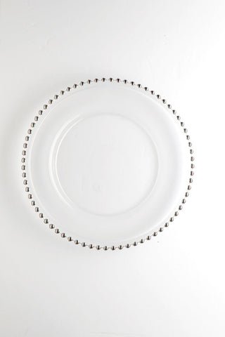 12.5" Clear Glass w/bead Charge Plate (Gold Bead) - BEA3 - Richview Glass Wedding Supplies