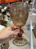 Champagne Color Vintage sunflower drinking Glass 300ml crystal look(Goblet)Amber Mocha Mousse cup wine goblet