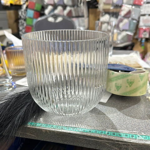 New Striped Glass 5.9” oval shape ripple vase XDCH312