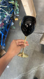 Thin Black wine glass with gold rim drinking Glass drinkware cup goblet YZF7002