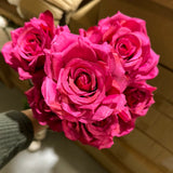 Artificial Flower Rose Bunch 9 head Hot pink