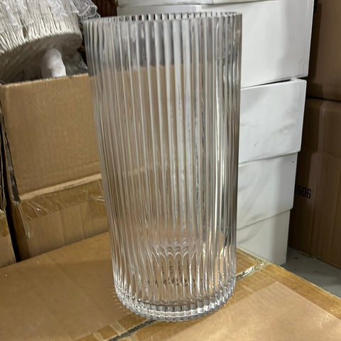 Striped Glass 4.7”x10”h Cylinder Vase XDCH2303
