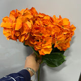 Artificial Flower Orange Hydrangea Bunch 6 head silk