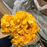 Artificial Flower Yellow Hydrangea Bunch 7 head silk