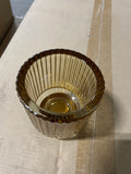 New 3" *3.5" Striped CANDLEHOLDER Thick GLASS VASE H8.5 (Amber)