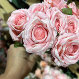 Bobi 9 head Pink Rose bunch