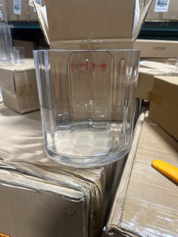 Optical Striped Glass 7”x7”h Cylinder Vase Clear MV705-18T