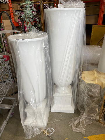 48” Tall White Urn fiber glass fiberglass