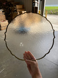 12.5" Clear flower Glass Charger clear with gold band opaque