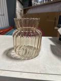 New Amber 5.6” Small bud Glass Vase with ripple line striped