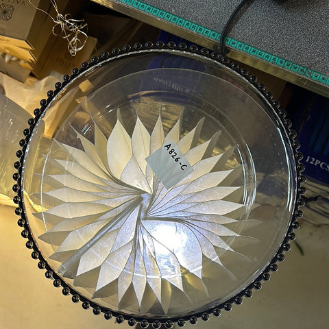 12.5" Clear Acrylic w/bead Charger Plate (black Beaded)