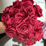 Artificial Flower Rose Bunch with leaf 18 head (dark red)