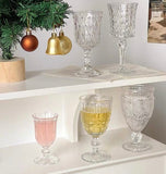 Vintage sunflower drinking Glass 300ml crystal look drinkware(CLEAR Goblet)