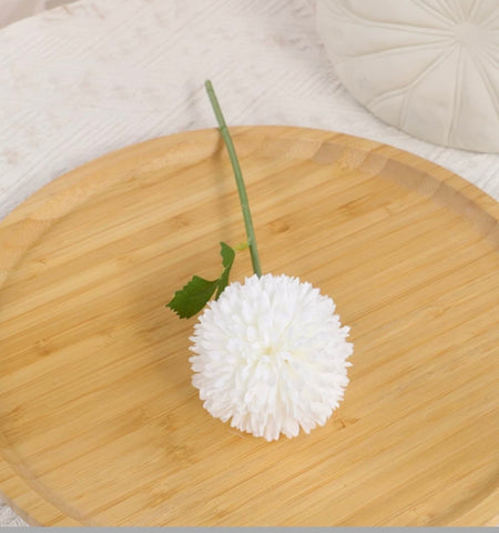 Small white Cream Pom Artificial Filler single short stem