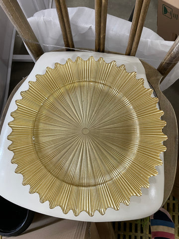 12.5" Gold Glass Charger with lines