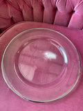 13” Clear Glass Charger Plate Silver Thin Rim 1/4”