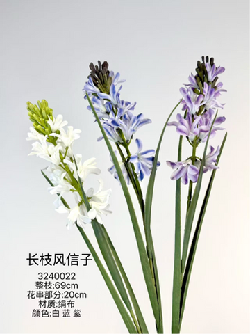 Hyacinth stem artificial flower long stem spray with berry/buds