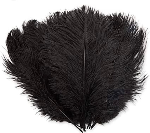 OSTRICH FEATHER PLUMES ALL LENGTHS ALL COLORS 8"-10"- Black