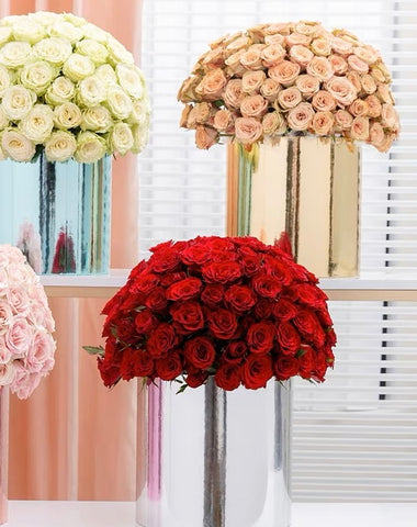 Set of 2 round gold Cardboard Flower box