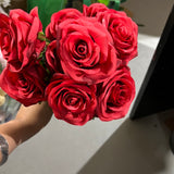 Red Artificial Diamond Rose Bunch 10 head