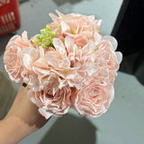 9 head Light Pink Burnt Edge Rose bunch(Handtied)