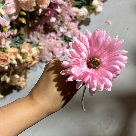 Pink Gerbera Daisy FLOWER ARTIFICIAL FLOWER HEAD WEDDING DECOR