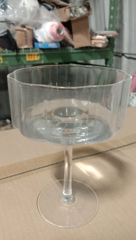 Clear Ribbed Striped drinking Glass champagne thin glass drinkware J003 (Bowl style)