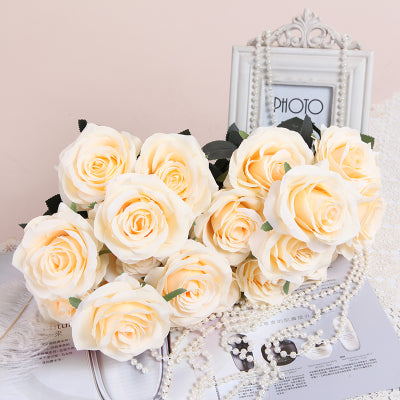 10 head Rose yellow Champagne - Richview Glass Wedding Supplies