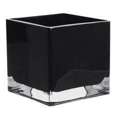 Black 6" Cube Vase- BLA3 - Richview Glass Wedding Supplies