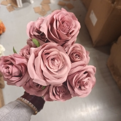 Mauve Artificial Diamond Rose Bunch 10 head