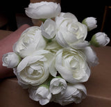White Ranunculus bunch artificial wedding decor 6xMini Silk flower