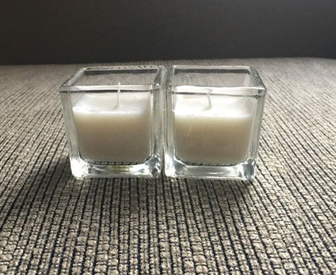2" Square Clear Candle holder/ Votive With Wax - Richview Glass Wedding Supplies