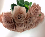 Artificial Flower Rose Bunch with leaf 18 head (Dusty Pink) FLO2-1 - Richview Glass Wedding Supplies