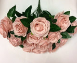 Artificial Flower Rose Bunch with leaf 18 head (Dusty Pink) FLO2-1 - Richview Glass Wedding Supplies