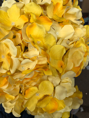 Artificial Flower Yellow Hydrangea Bunch 7 head silk - Richview Glass Wedding Supplies