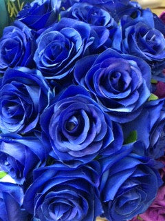 Artificial Flower Rose Bunch with leaf 18 head (Royal Blue) - Richview Glass Wedding Supplies