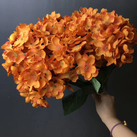 Orange new Hydrangea Bunch 6 head silk fall Color