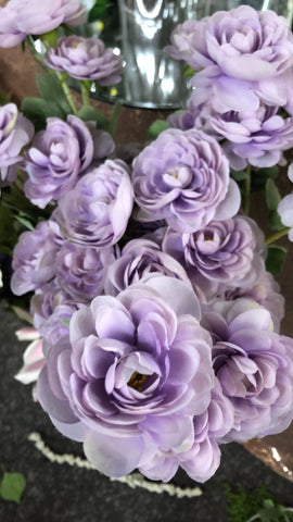 3 head lilac Single stem Ranunculus artificial flower - Richview Glass Wedding Supplies