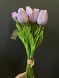 12xReal Touch PU flower Tulip artificial wedding decor Floramatique (Lilac/purple)